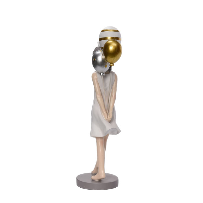 Figura Mujer Caminando Con Globos  27 Cm Multicolor | Esculturas | decoracion